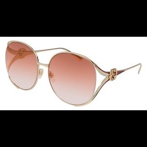 New Gucci 0225s 005 Gold/Orange Sunglasses